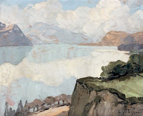 Paysage De Lac De Montagne Oil Painting by Lucien Poignant