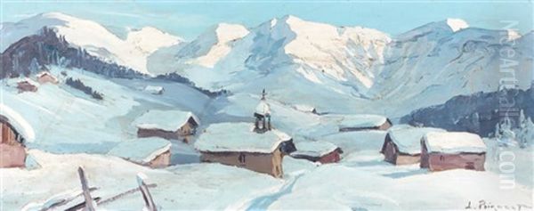 Hiver Aux Environs De Megeve Oil Painting by Lucien Poignant