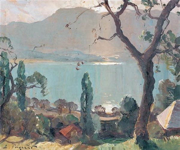 Vue De Lac En Montagne Oil Painting by Lucien Poignant