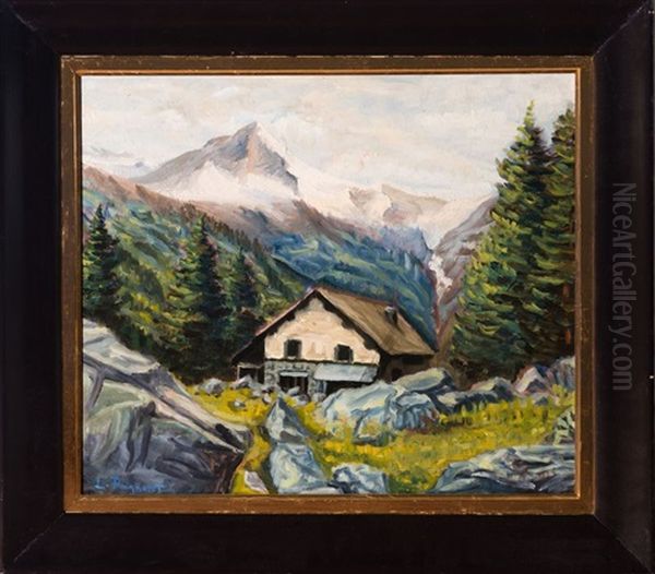 Chalet Au Creux Des Montagnes Oil Painting by Lucien Poignant