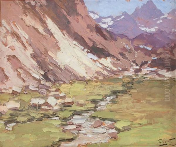 Paturage En Tarentaise Oil Painting by Lucien Poignant