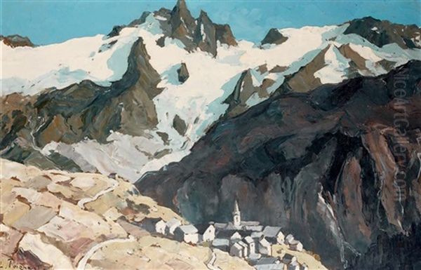 Le Massif De La Meije Oil Painting by Lucien Poignant