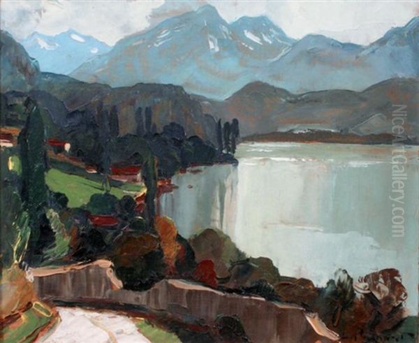 Sans Titre (lac D'annecy?) Oil Painting by Lucien Poignant