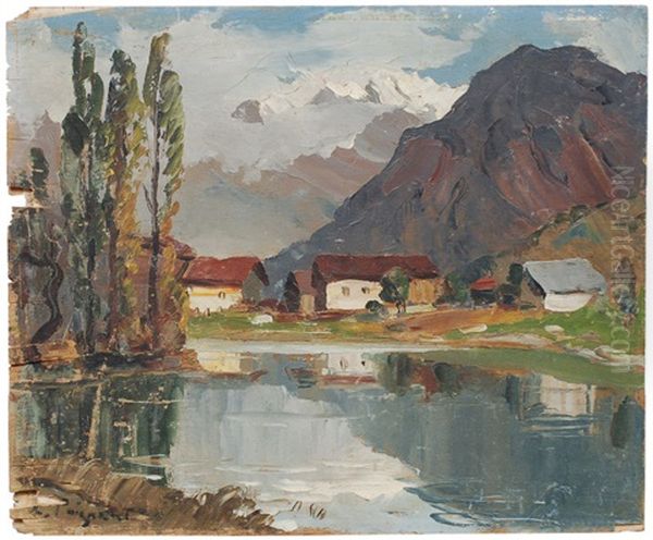 Lac Du Bourget (?) Oil Painting by Lucien Poignant