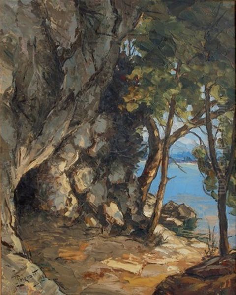 La Grotte Lamartine - Lac Du Bourget Oil Painting by Lucien Poignant