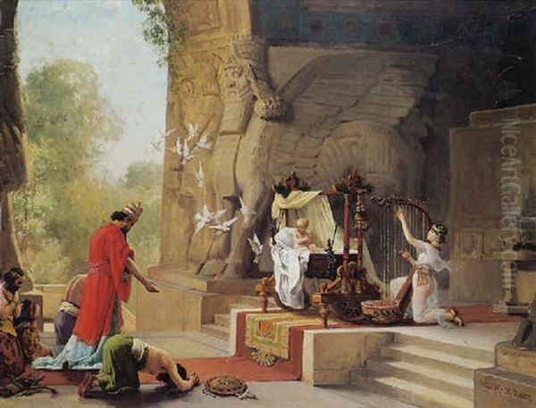 L'adoration De Moise Oil Painting by George Louis Poilleux-Saint-Ange