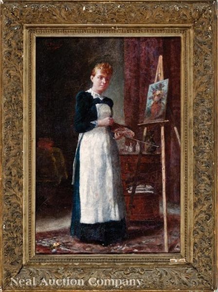 Marie Madeleine Seebold (1866-1948) At The Easel Oil Painting by Paul E. Poincy