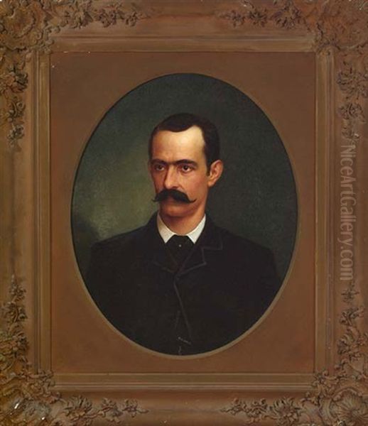 Portrait Of A Southern Gentleman With Moustache Oil Painting by Paul E. Poincy