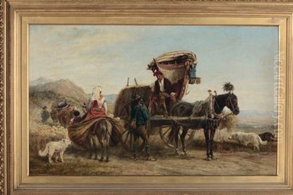 Contadini Con Carretto Oil Painting by Charles H. Poingdestre