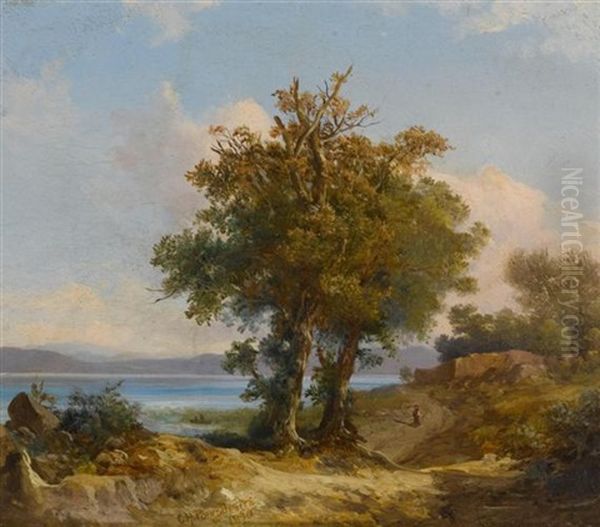 Mediterrane Landschaft Oil Painting by Charles H. Poingdestre