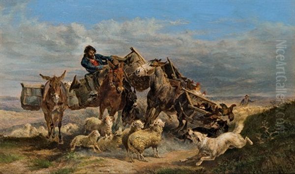 Der Zusammenstos Oil Painting by Charles H. Poingdestre