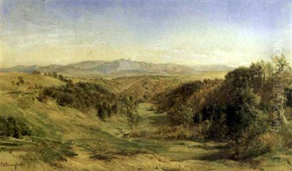 Paesaggio Collinare Nei Dintorni Di Roma Oil Painting by Charles H. Poingdestre