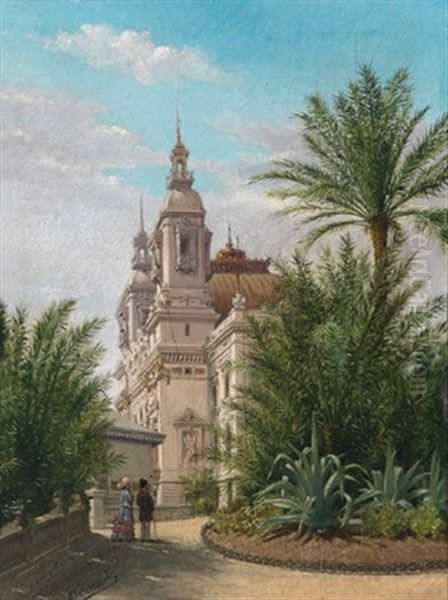 Blick Auf Das Casino In Monte Carlo Oil Painting by Henri Marie Poinsot