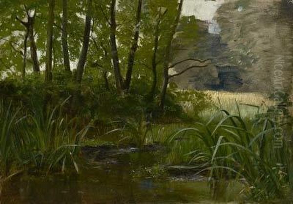 Waldteich Vor Einer Grotte Oil Painting by Jean Konrad Bohlender