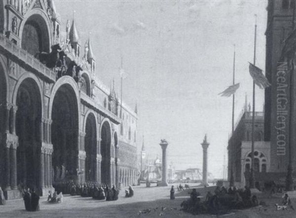 Piazza San Marco, Venice Oil Painting by Pierre Achille Poirot