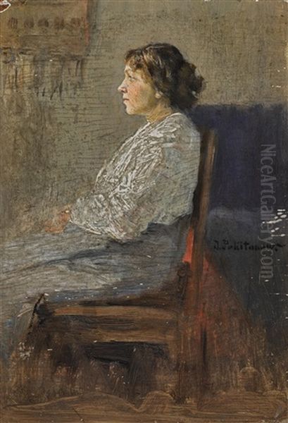 Portrait Of A Seated Lady by Ivan Pavlovich Pokhitonov