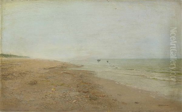 Pecheurs De Crevettes, Grande Plage, La Panne Oil Painting by Ivan Pavlovich Pokhitonov