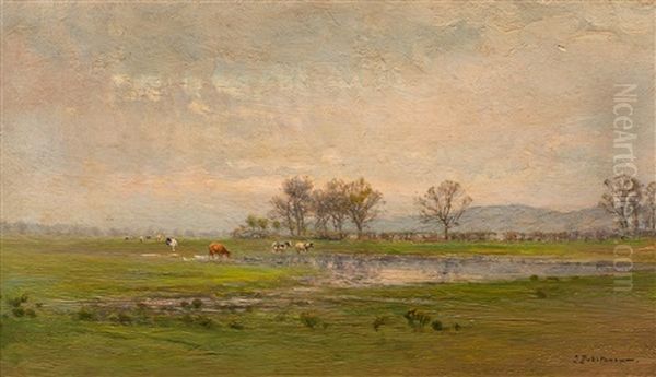 Spring On The Outskirts Of Liege Oil Painting by Ivan Pavlovich Pokhitonov