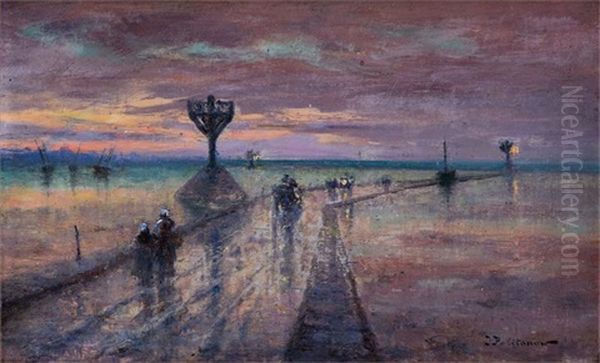 Le Passage Du Gois Oil Painting by Ivan Pavlovich Pokhitonov