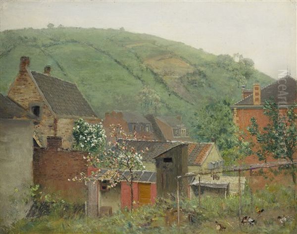 The Walloon Village Of Jupille Oil Painting by Ivan Pavlovich Pokhitonov