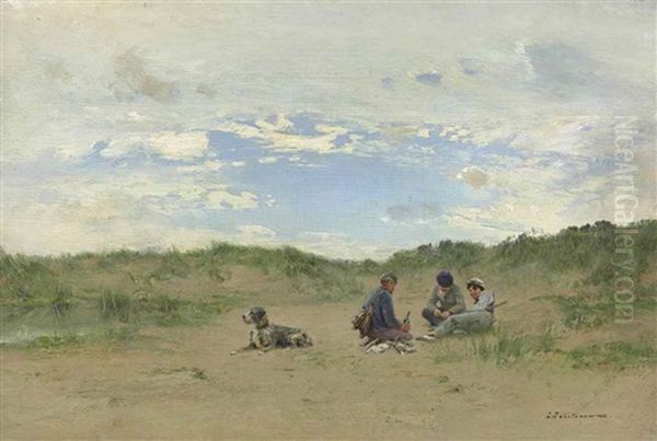 Amateurs De Chasse Dans Les Dunes Oil Painting by Ivan Pavlovich Pokhitonov