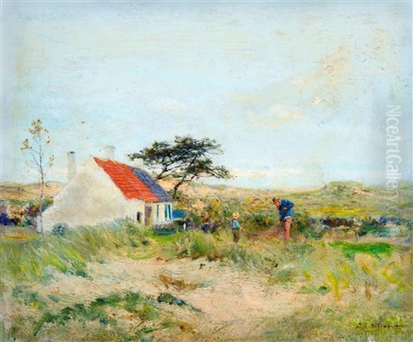 The Fishing House In Dunes Oil Painting by Ivan Pavlovich Pokhitonov