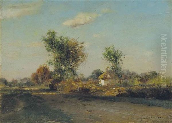 A Farm In The Ukraine Oil Painting by Ivan Pavlovich Pokhitonov