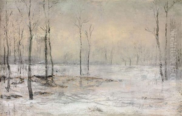 Clairiere Sous La Neige, Minsk Oil Painting by Ivan Pavlovich Pokhitonov