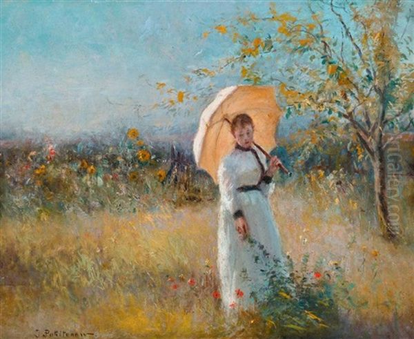 Dame Mit Sonnenschirm Oil Painting by Ivan Pavlovich Pokhitonov