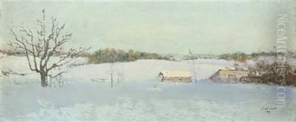 Winter Landscape, Minsk Oil Painting by Ivan Pavlovich Pokhitonov