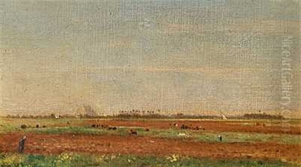 Moor Scenery. Indicated On The Reverse Pokhitonov Oil Painting by Ivan Pavlovich Pokhitonov