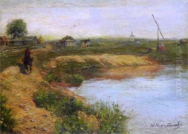 Paysage Au Lac Oil Painting by Ivan Pavlovich Pokhitonov