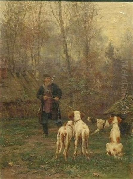 Unruley Dog Oil Painting by Ivan Pavlovich Pokhitonov