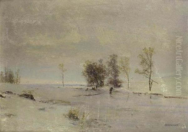 Paysage D'hiver Oil Painting by Ivan Pavlovich Pokhitonov