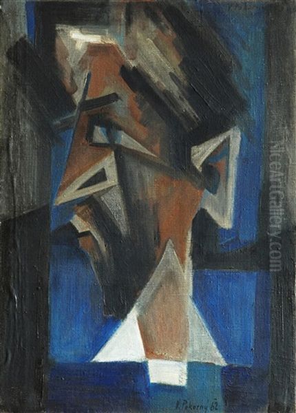 Head Of Man Oil Painting by Vaclav Pokorny