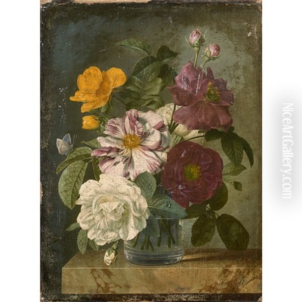 Bouquet De Fleurs Sur Un Entablement Oil Painting by Christiaen van Pol