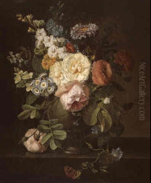 Bouquet De Fleurs Sur Un Entablement by Christiaen van Pol