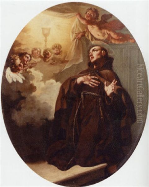 Saint Bonaventura Receiving The Sacrament Oil Painting by Francesco Polazzo