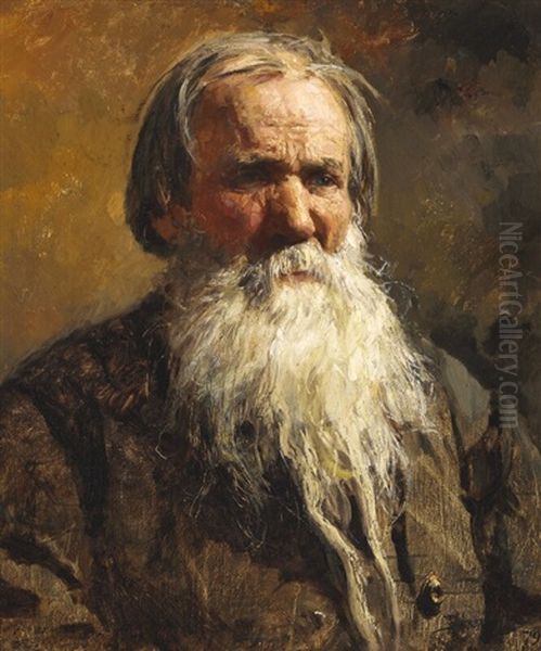 Portrait Of The Russian Byliny Singer Vasiliy Petrovich Schegolenok (1817-1894) Oil Painting by Vasili Dimitrievich Polenov