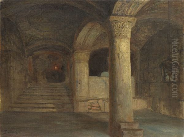 The Vault Under Al-aqsa Mosque. Temple Mount, Jerusalem Oil Painting by Vasili Dimitrievich Polenov