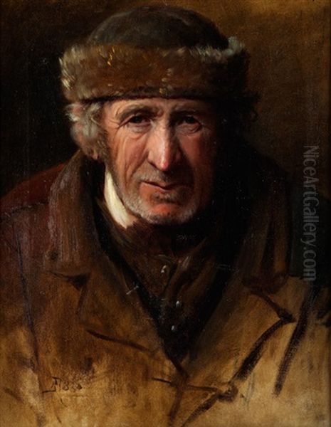 Portrait Eines Mannes Mit Pelzverbramter Kappe Oil Painting by Vasili Dimitrievich Polenov