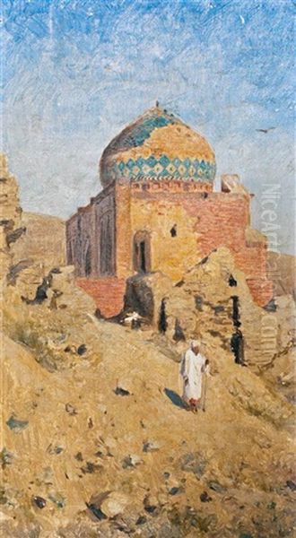 Orientalist Landscape With Figure Oil Painting by Vasili Dimitrievich Polenov