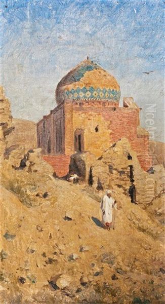 Orientalist Landscape With Figure Oil Painting by Vasili Dimitrievich Polenov