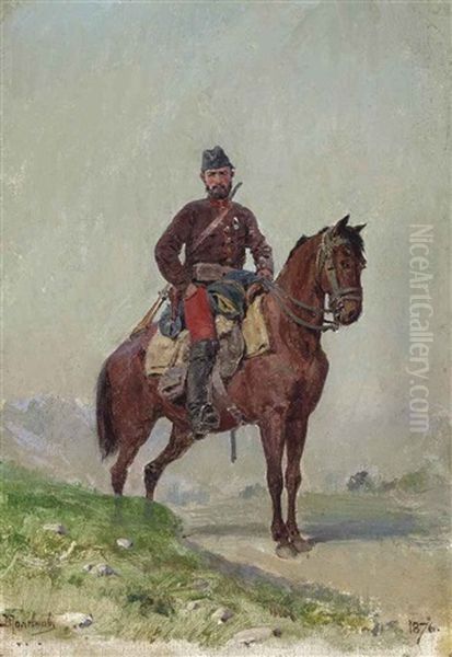 Cavalryman From The Squadron Of General Cherniaev Oil Painting by Vasili Dimitrievich Polenov