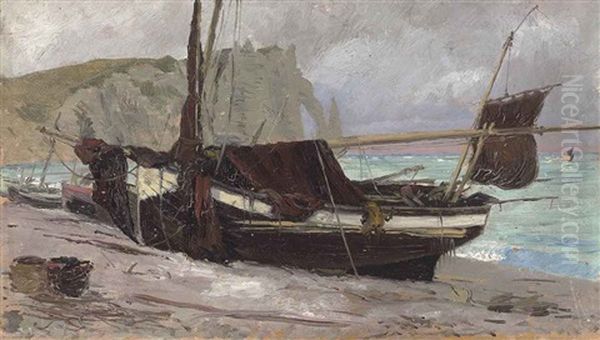 A Fishing Boat In Etretat, Normandy by Vasili Dimitrievich Polenov