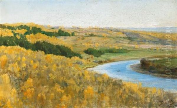 The River Oka In Golden Autumn Oil Painting by Vasili Dimitrievich Polenov