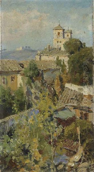 From The Window Of The Flat In Rome Oil Painting by Vasili Dimitrievich Polenov