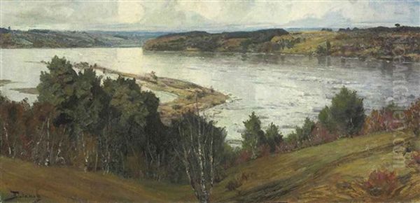 The River Oka In Flood Oil Painting by Vasili Dimitrievich Polenov