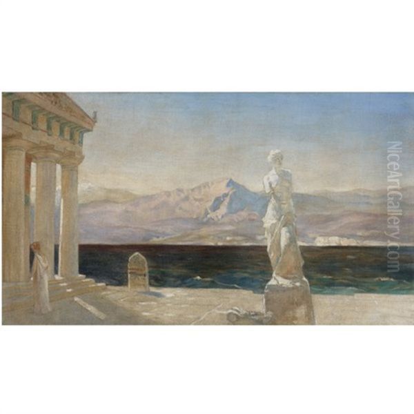 Classical Landscape (design For The Opera Prizraki Elladyi (ghosts Of Hellas)) Oil Painting by Vasili Dimitrievich Polenov