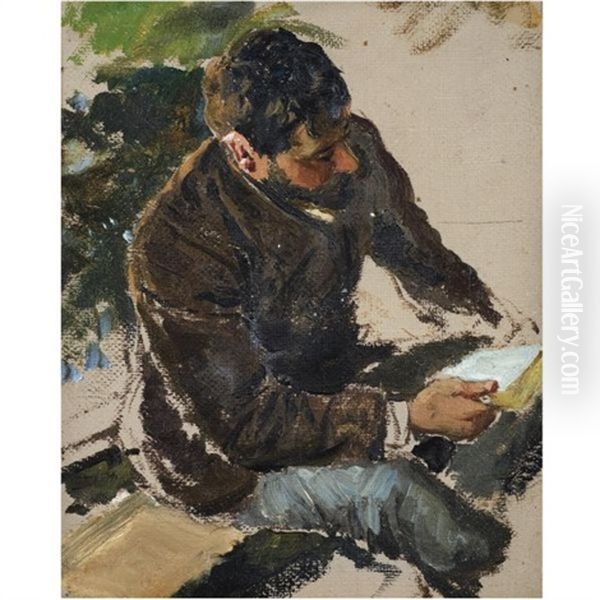 Portrait Of Konstantin Korovin Oil Painting by Vasili Dimitrievich Polenov